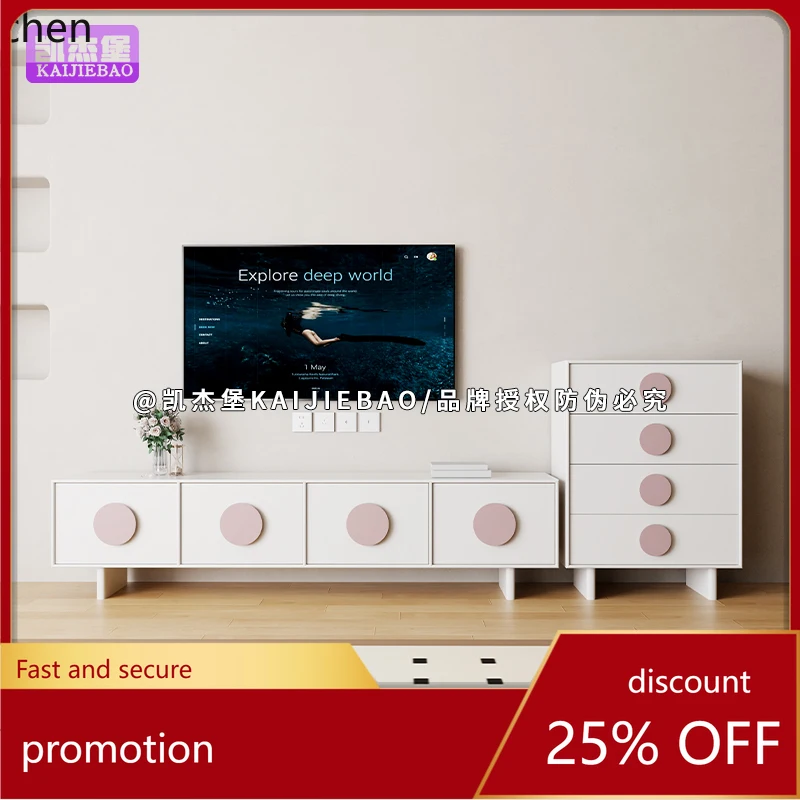 HXL French cream style solid wood household floor-to-ceiling small apartment simple medium and ancient style TV cabinet