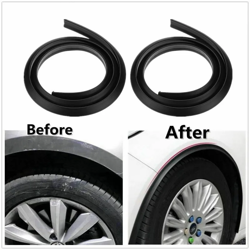 2Pcs Car Fender Flares Extension Strips Black Rubber Wheel Eyebrow Decorative Strip Wheel Arch Strip Car Accessories