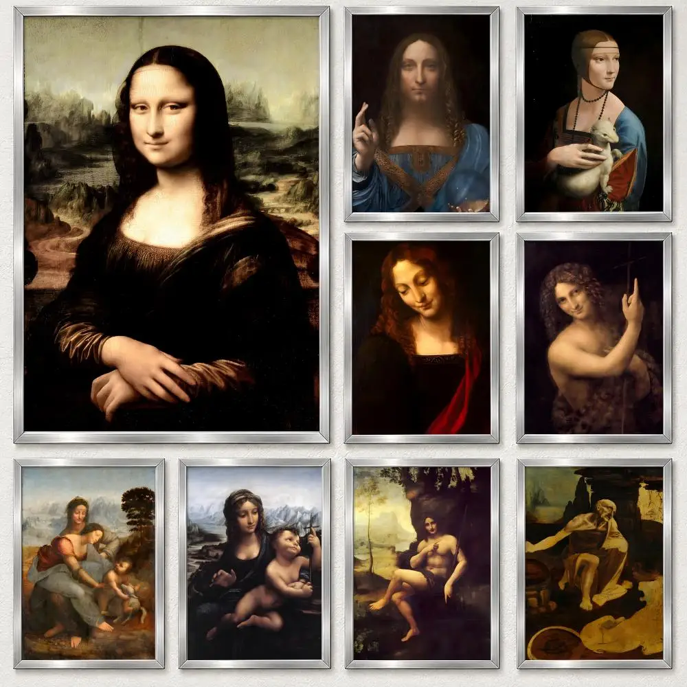 Legendary Renaissance Artist Leonardo da Vinci Poster Self‑Adhesive Waterproof PP Poster Coffee Bar Wall Art Home Decor