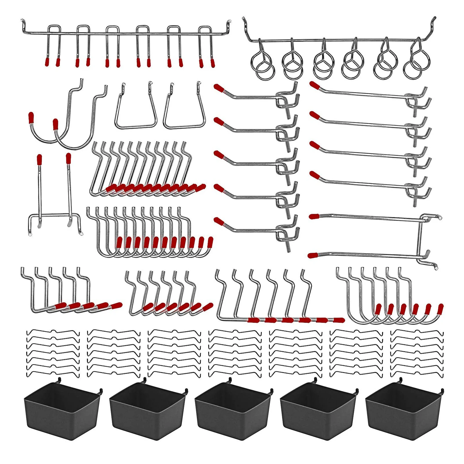 114pcs/140Pcs Metal Pegboard Hooks Organizer Assortment Kit Peg Locks Hanging Applications