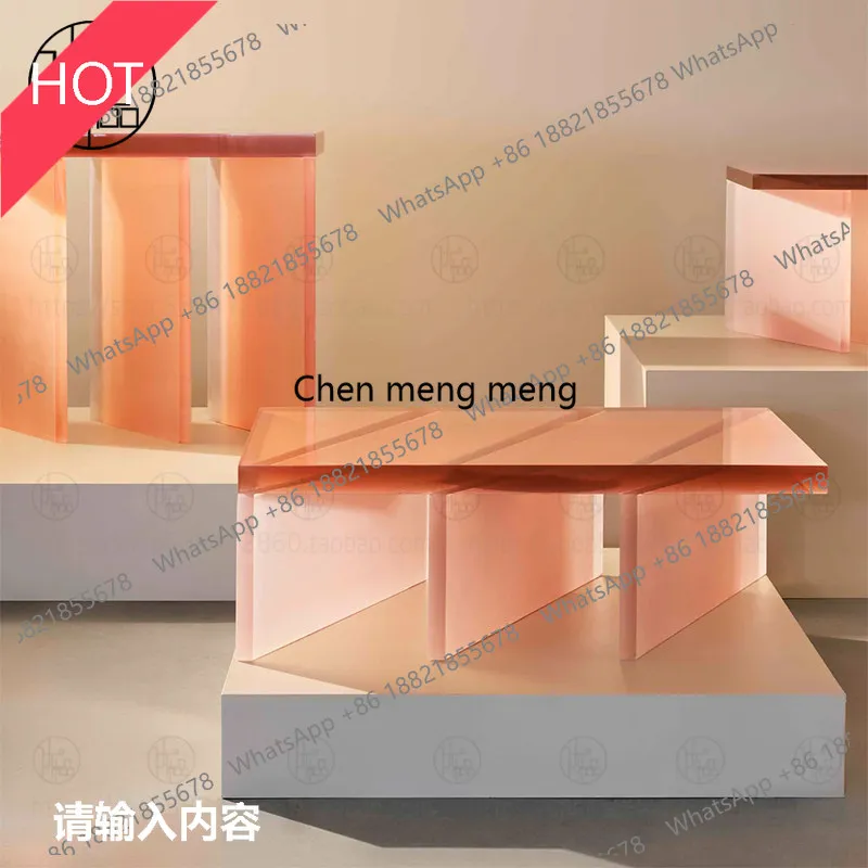 

M02 Frosted yellow acrylic coffee table minimalist light luxury rectangular tea table creative coffee table