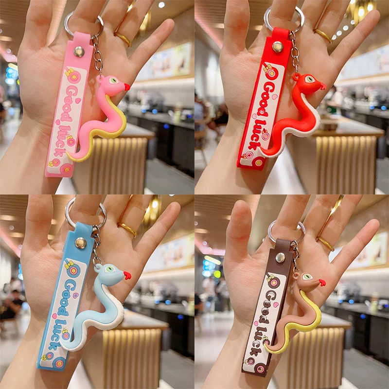 Lucky Snake Pendant Keychain New Year Gift Jewelry Cartoon Backpack Car Keys Decoration Chinese Snake Doll Hangings Ornament