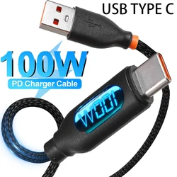 Super Quick Charging Charger Cable USB A To Type C For Samsung Xiaomi Android Phones Tablet 100W LED Digital Display USB-C Cord