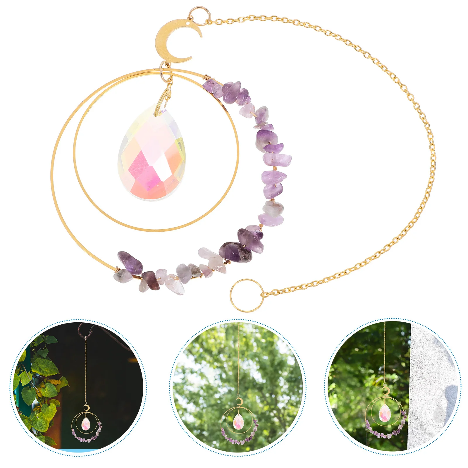 

Crystal Sun Catcher Wind Chime Prism Hanging Pendant For Garden Window Home Decor Colorful Refractor Indoor Outdoor