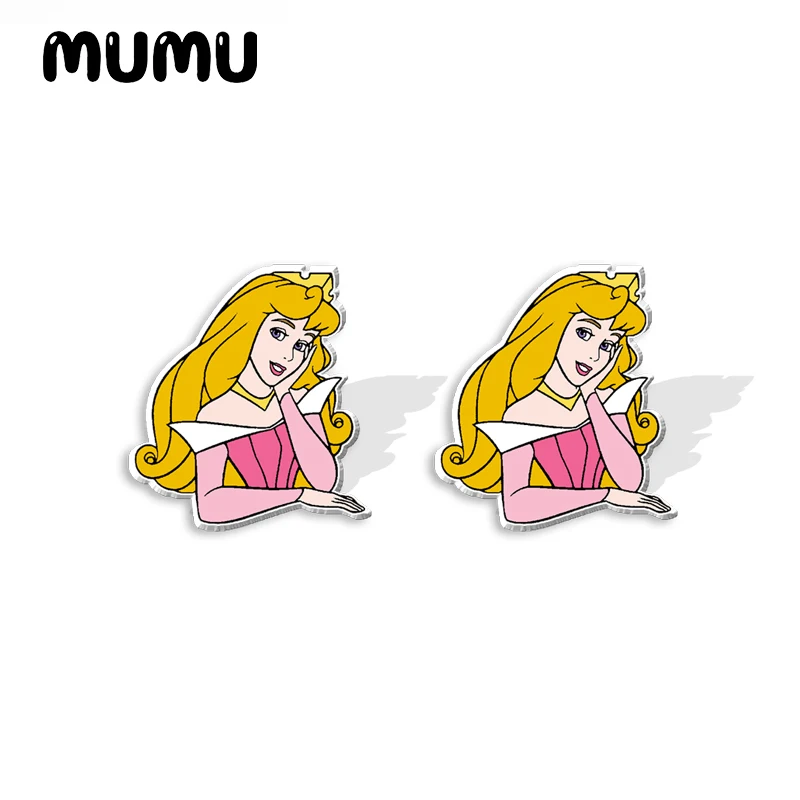 2024 New Sleeping Beauty Stud Earring Princess Aurora Epoxy Jewelry Resin Acrylic Earrings Handmade Gifts Girl