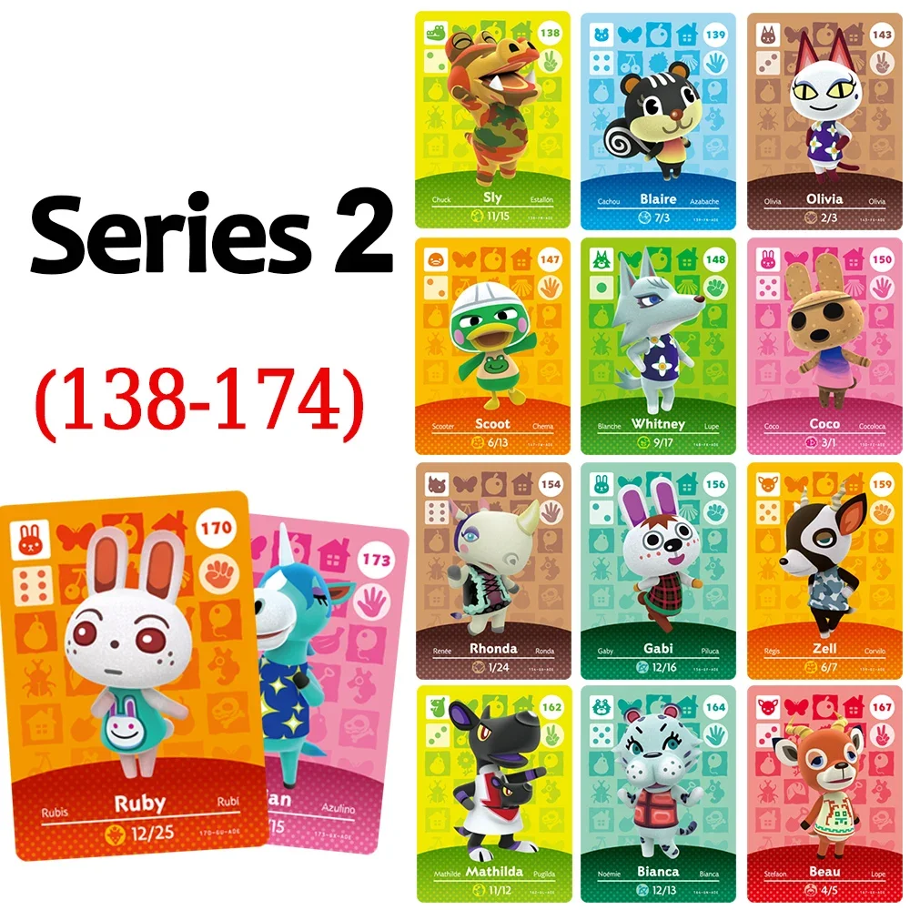 Animal Crossing Card New Horizons for NS games Amllbo Switch/Lite Card NFC Welcome Cards Series 2 (138-174)