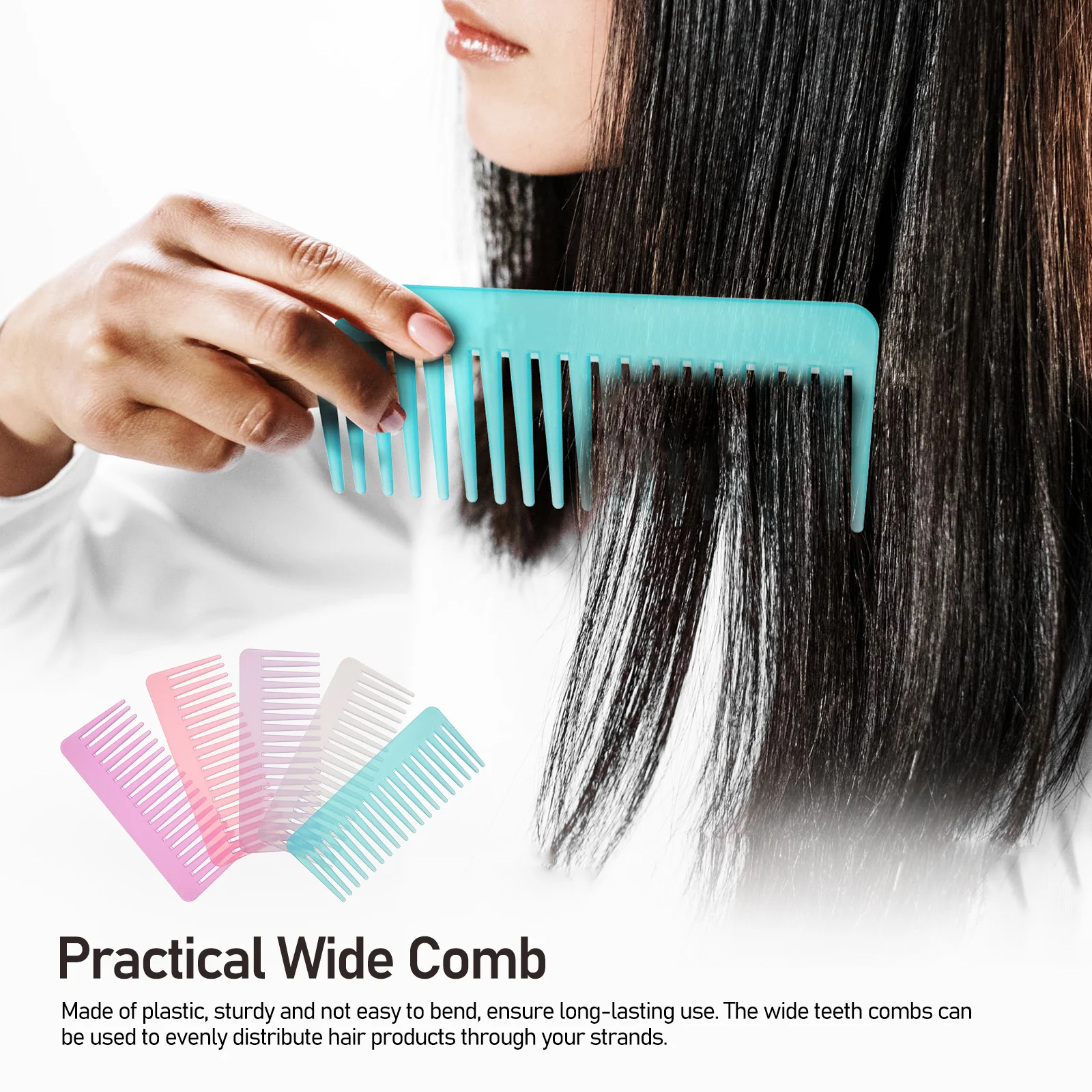 

5 Pcs Wide Tooth Comb Large Plastic Combs for Women Wet Curly Hair Detangling Salon Grade Sturdy Non Bending Versatile Useful