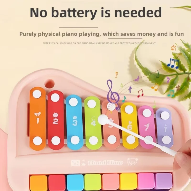 Piano de xilófono de 8 notas, juguete Musical educativo 2 en 1 para edades tempranas con mazos para bebés y niños pequeños, instrumento de aprendizaje Montessori para niñas