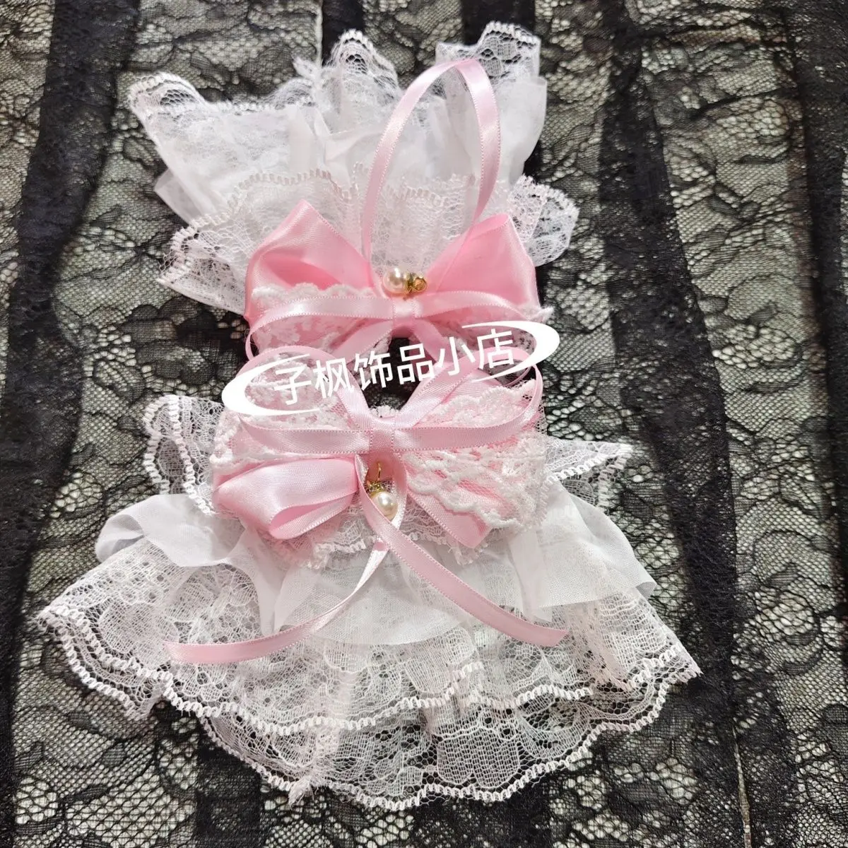 Multicolor Sweet Lolita Hand Wrist Cuffs Bowknot Lace Trim Maid Cosplay Costume Accessories For Women Girl Bracelet Wristlet