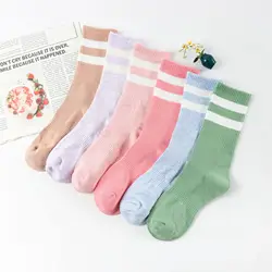 Women Socks Cotton Female Middle Tube Streetwear Harajuku Skate Korean Japanese Style Short Crew Striped Socks For Girls Gift