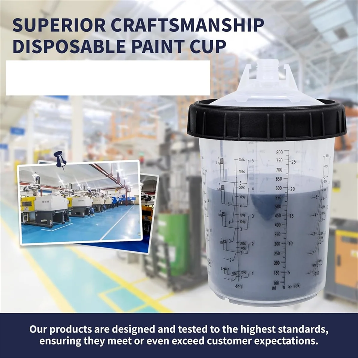 Tasse de peinture AT59, gobelets de mélange de peinture HVLP, Kit de 27 onces (800ML) avec système de 45 tasses et couvercles, avec anneau de retenue