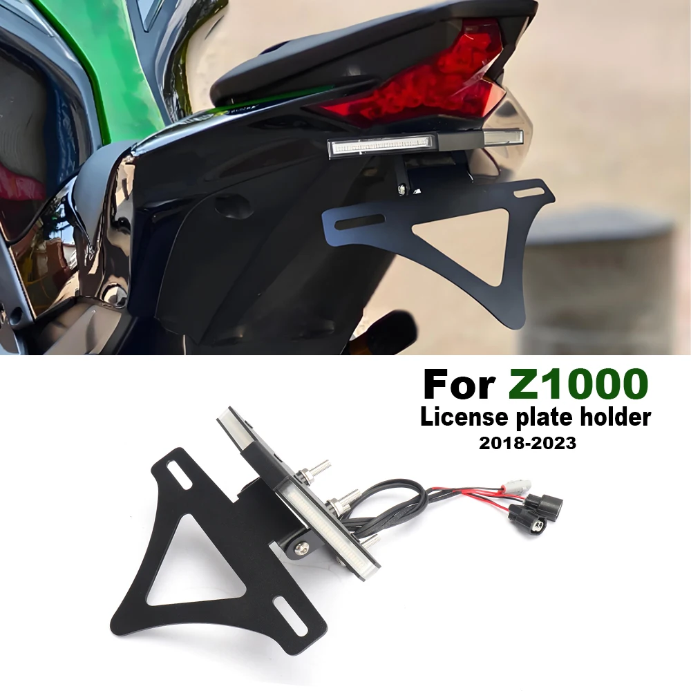 

﻿ For Kawasaki Z1000 1000Z 2018-2023 Motorcycle Rear Tail Tidy LED Eliminator License Plate Bracket Light Turn Signal