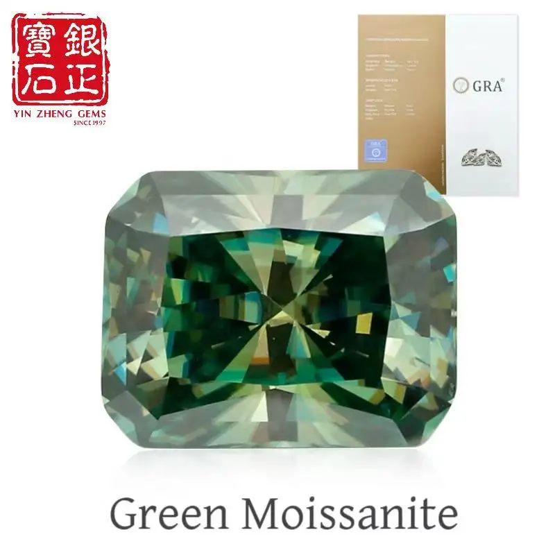 

YinZheng с сертификатом GRA, зеленые муассанитовые бриллианты, сияющая огранка, зеленый муассанит класса 6А, для изготовления ювелирных изделий