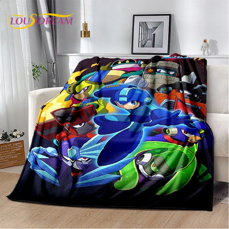 

Rockman Megaman Game Cartoon Soft Plush Blanket,Flannel Blanket Throw Blanket for Living Room Bedroom Bed Sofa Picnic Cover Kids