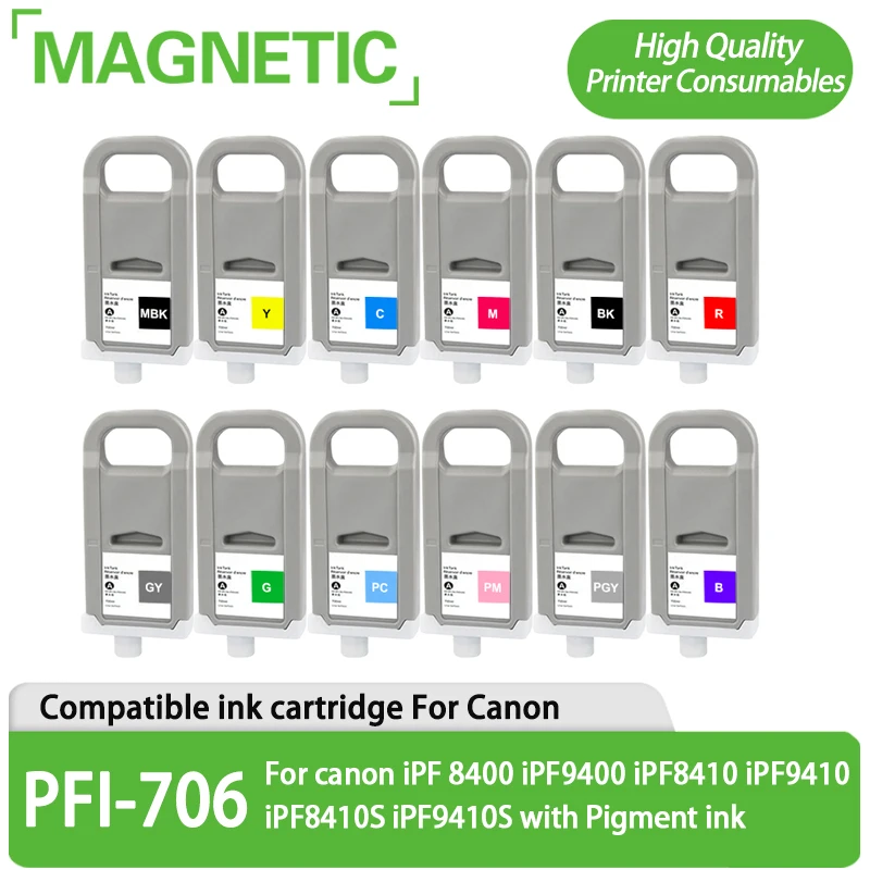 

PFI706 PFI-706 ink cartridge 700ml compatible for Canon iPF 8400 iPF9400 iPF8410 iPF9410 iPF8410S iPF9410S with Pigment ink