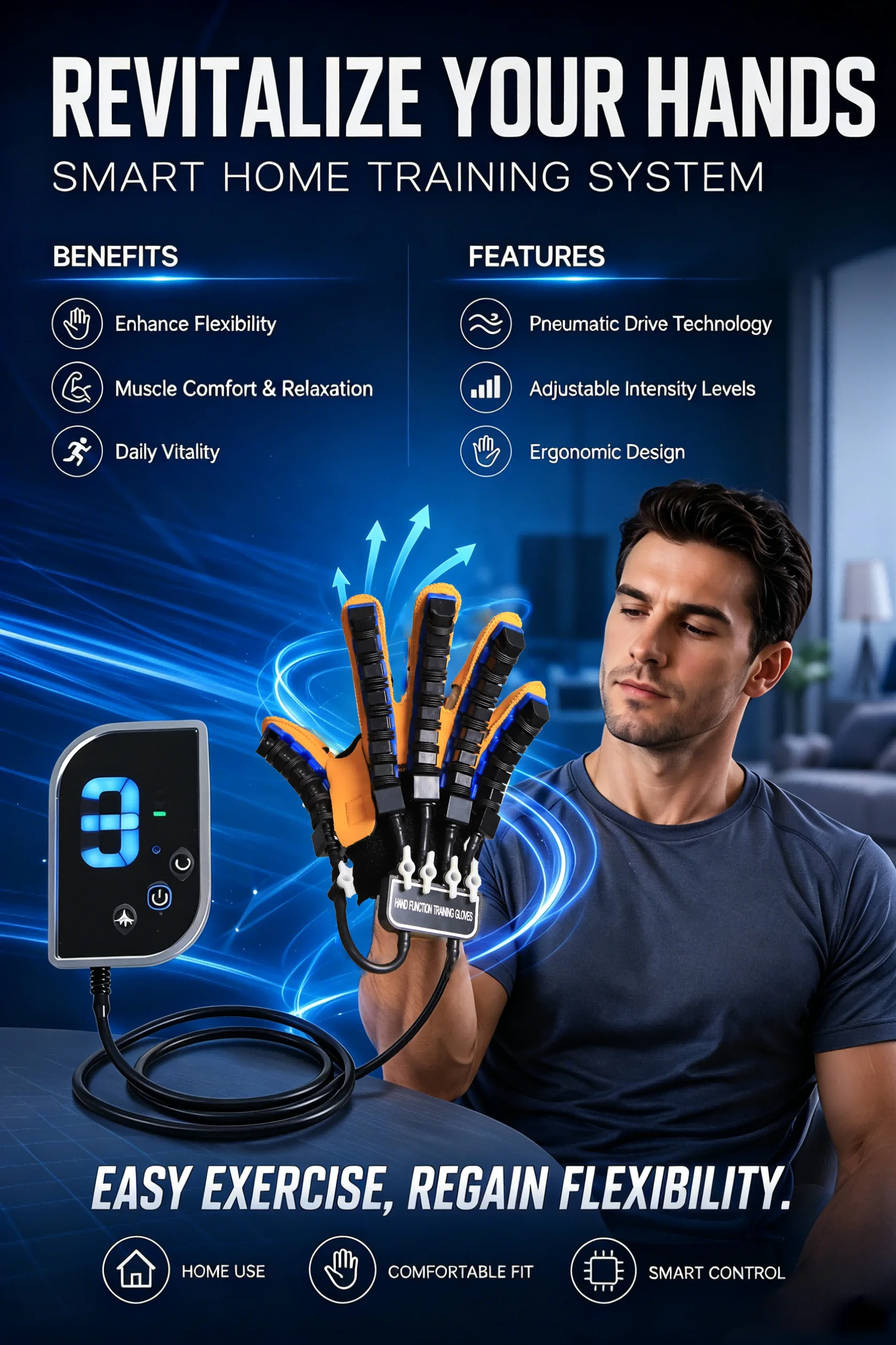 Intelligenter Roboter-Trainingshandschuh für Handübungen Elektrisches Fingerflexibilitäts-Trainingsgerät Heimfitness-Tool – Detail 1