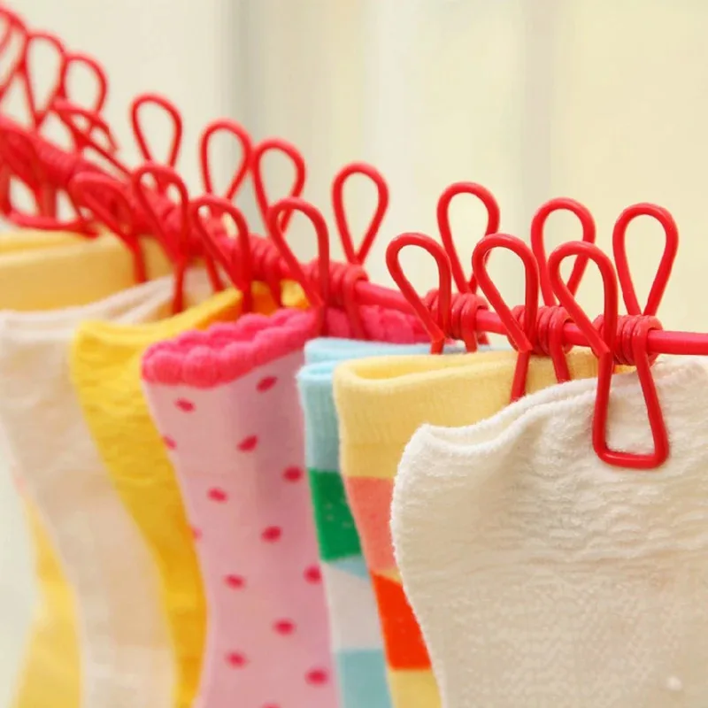 Indoor And Outdoor Non Perforated Clothesline, Colored Clip For Household Clothes Drying, Strong Fixation For Clothes Drying