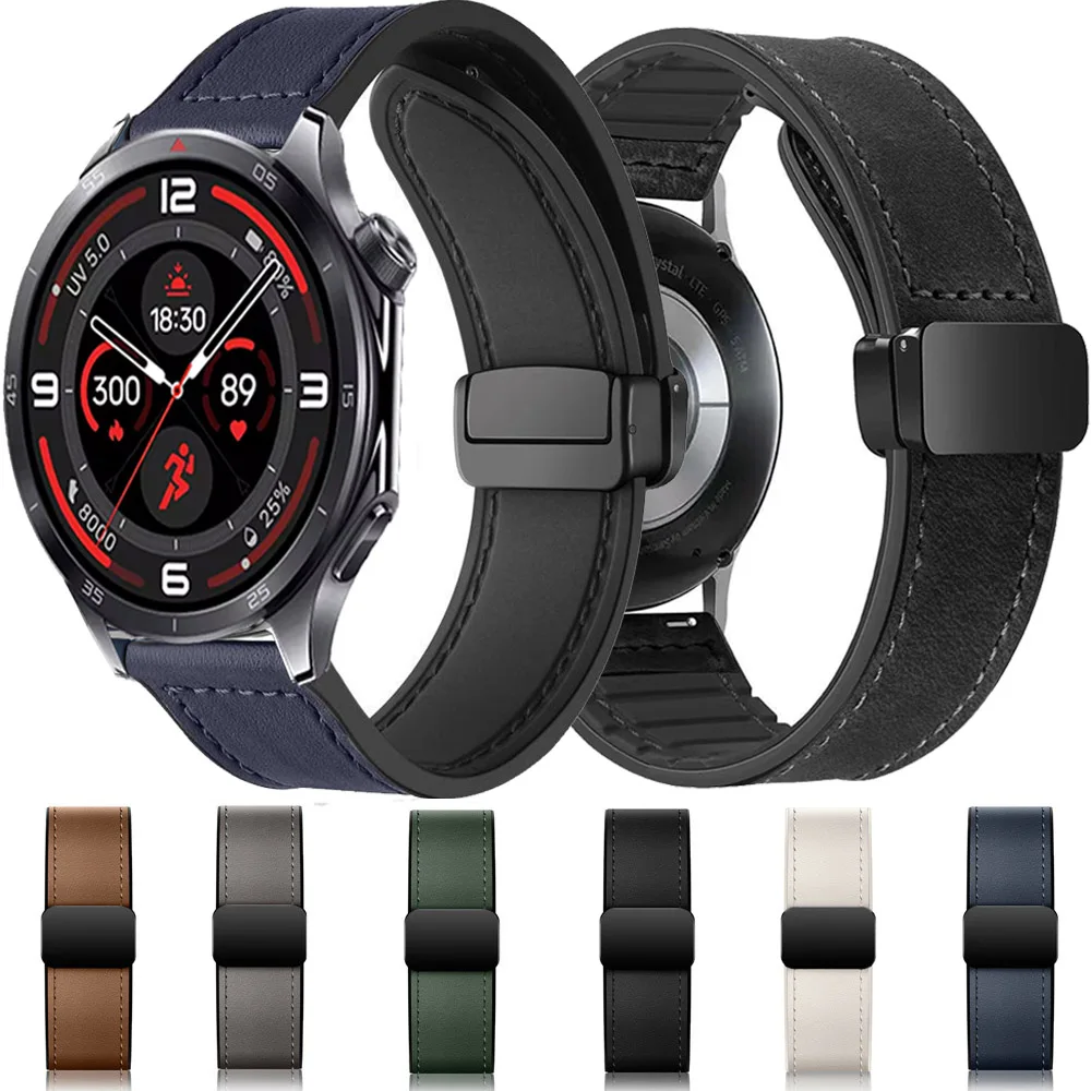 Bracelet en silicone et cuir de 22 mm et 20 mm pour Oneplus Watch 3 46 mm/2/2R/Lite/OPPO Watch S/X3/X2, bracelet pour Samsung Galaxy Watch 7 6 5