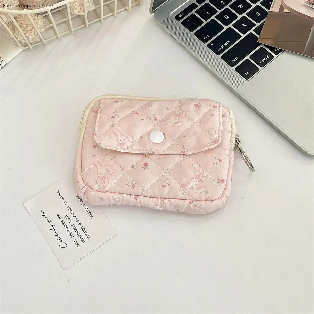 

Kawaii Floral Coin Purse Korean Style Multifuctional Small Makeup Lipstick Bag Jewelry Packing Bag Card Holder