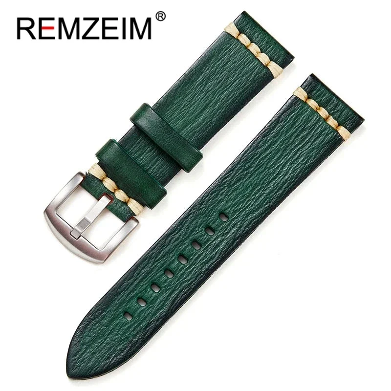 18mm 20mm 22mm 24mm Handmade High Quality Leather Watch Strap Vintage Vegetable Tanned Leather Watch Band Men Women Bracelet