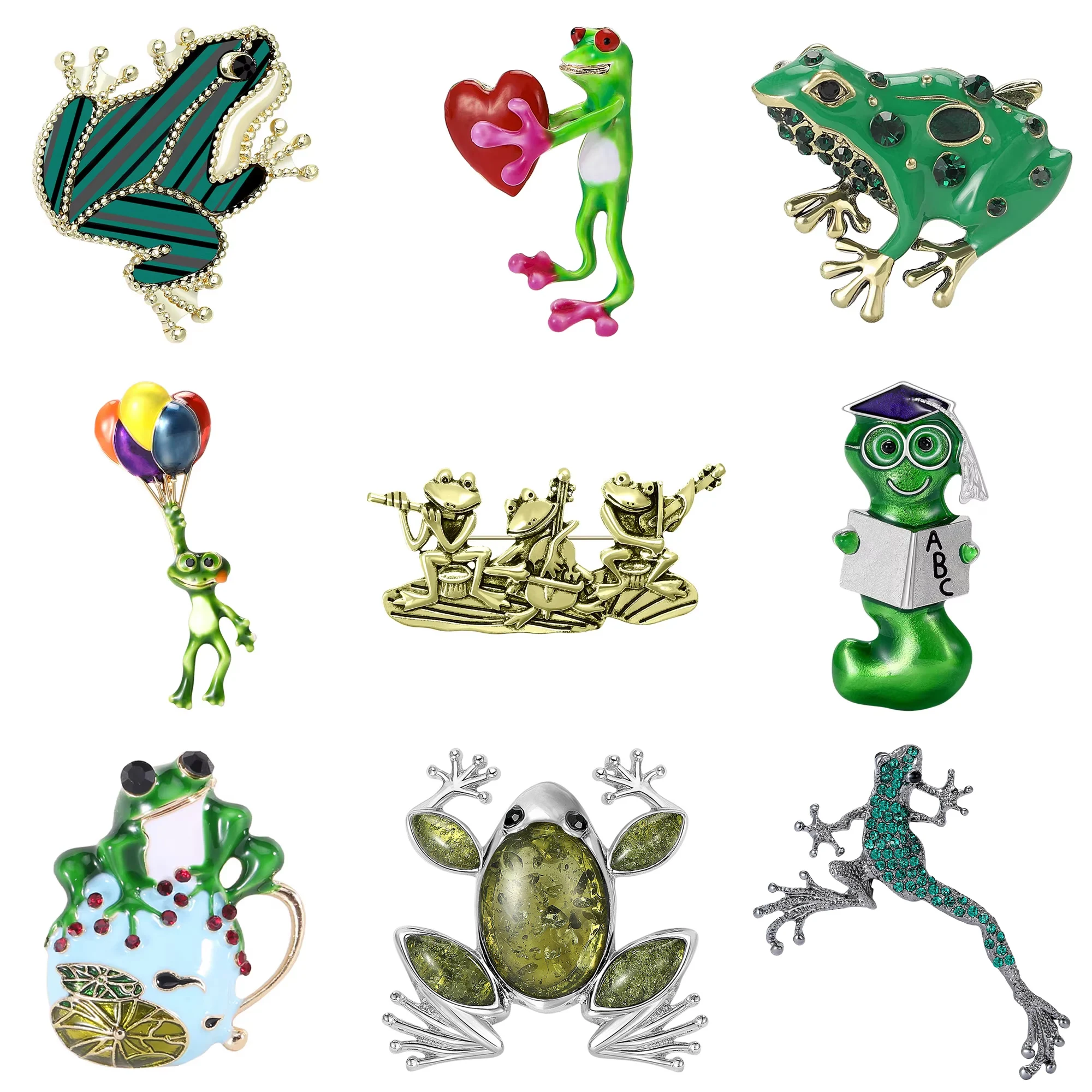 Classic Enamel Frog Brooches for Women Rhinestone Animal Pins Office Party Friend New Year Gifts Jewelry Accessories Decoration