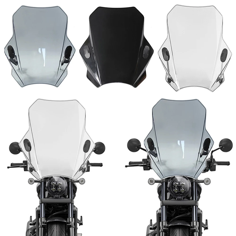 

For KAWASAKI SUZUKI YAMAHA HONDA Universal Motorcycle Windshield Glass Cover Screen Deflector Motorcycle Accessories