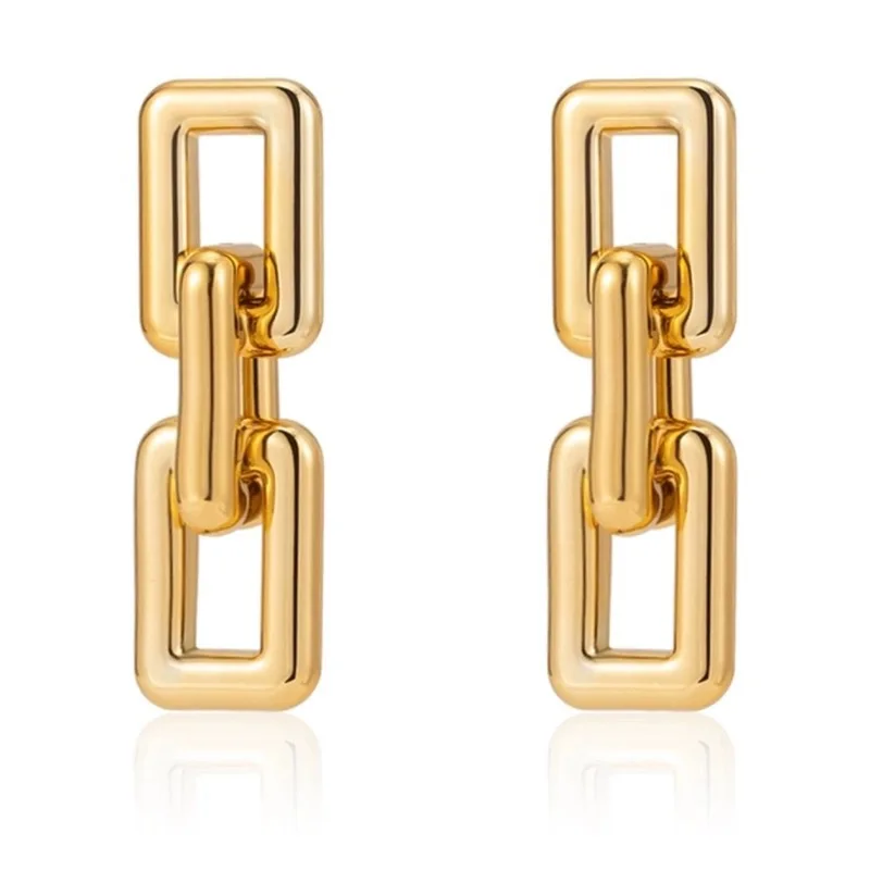 Exaggerated Geometric Chunky Chain Drop Earrings For Women Girls European American Personality Punk Jewelry Fashion Accessories