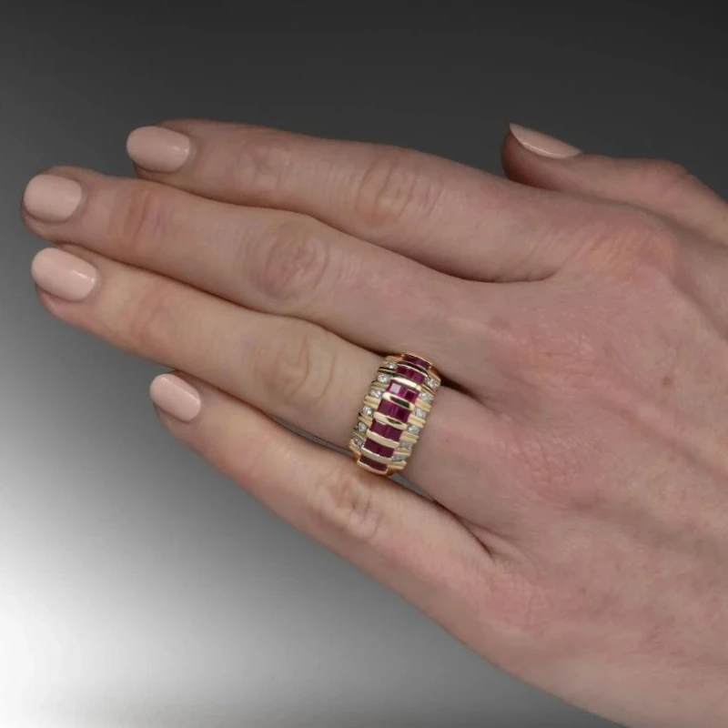 تصميم ريترو صغير مرصع بحلقة هندسية من الزركون، مجوهرات إكسسوارات حفلات العطلات العصرية المخصصة للنساء #3