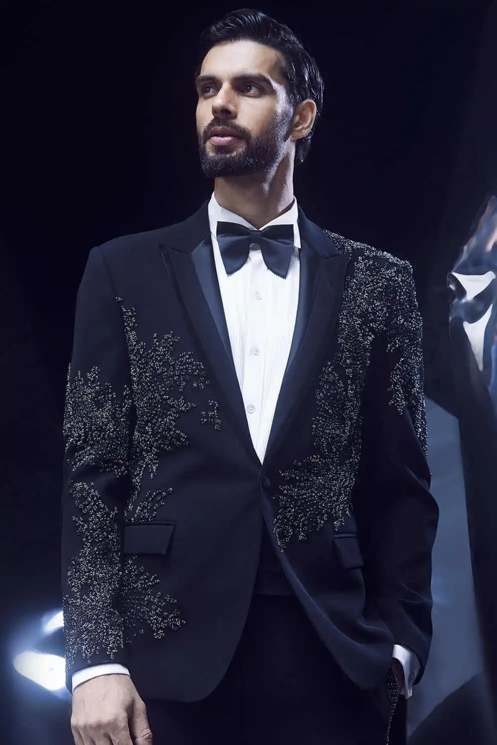 Moda ślubna garnitur męski koraliki bal imprezowy garnitur 2 szt. Płaszcz spodnie szyte na miarę pan młody drużba formalne okazje rozmiar dostosowany