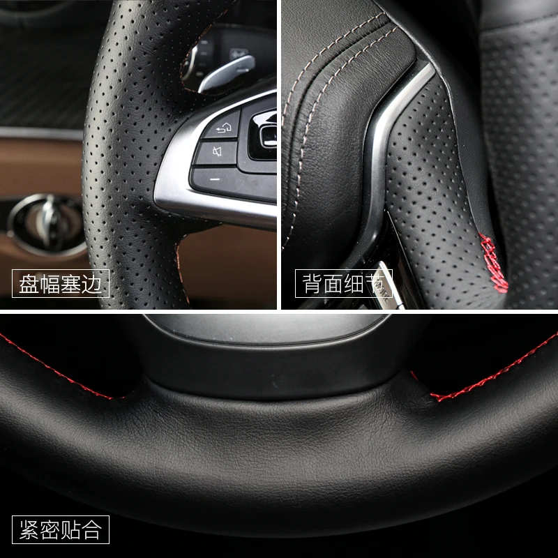 For Nissan MAXIMA  Bluebird 2016- 2021 DIY customized leather hand sewn steering wheel cover car interior accessories