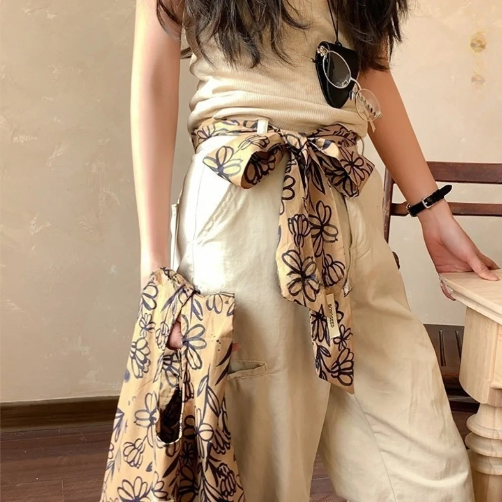 มัลติฟังก์ชั่ผ้าฝ้ายภาพวาดสีน้ํามันผ้าพันคอบางดอกไม้ผ้าพันคอ TULIP Polka Dot เข็มขัดสาว