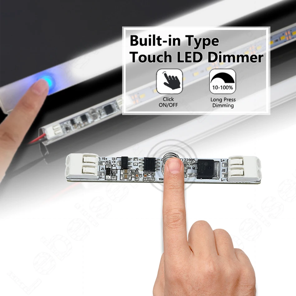 Commutateur de détection tactile LED sans soudure, gradateur SnapDC, 12V, 24V, 1CH, PCB intégré en aluminium pour le contrôle des lampes à bande