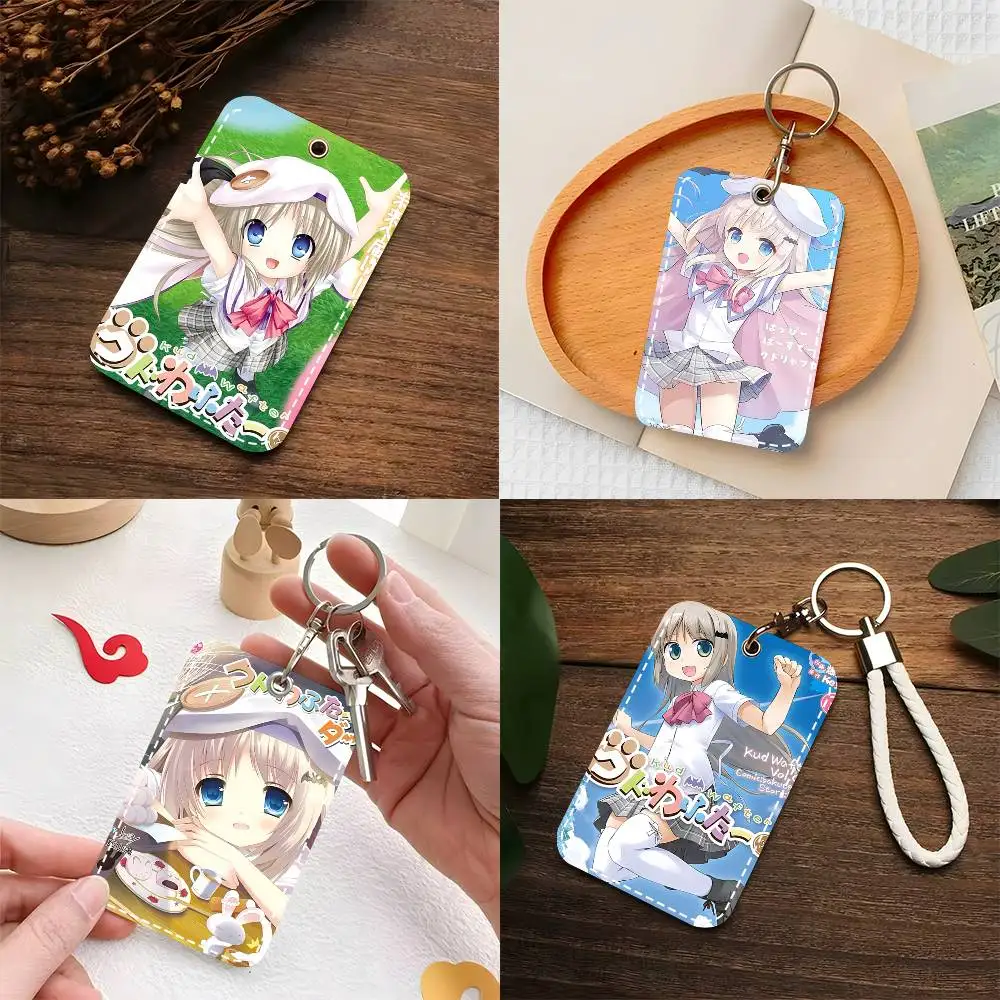 1pc Game Kud Wafter Card Case Keychain Access Card Bag Key Tag Ring Leather Card Holder Key Ring Access