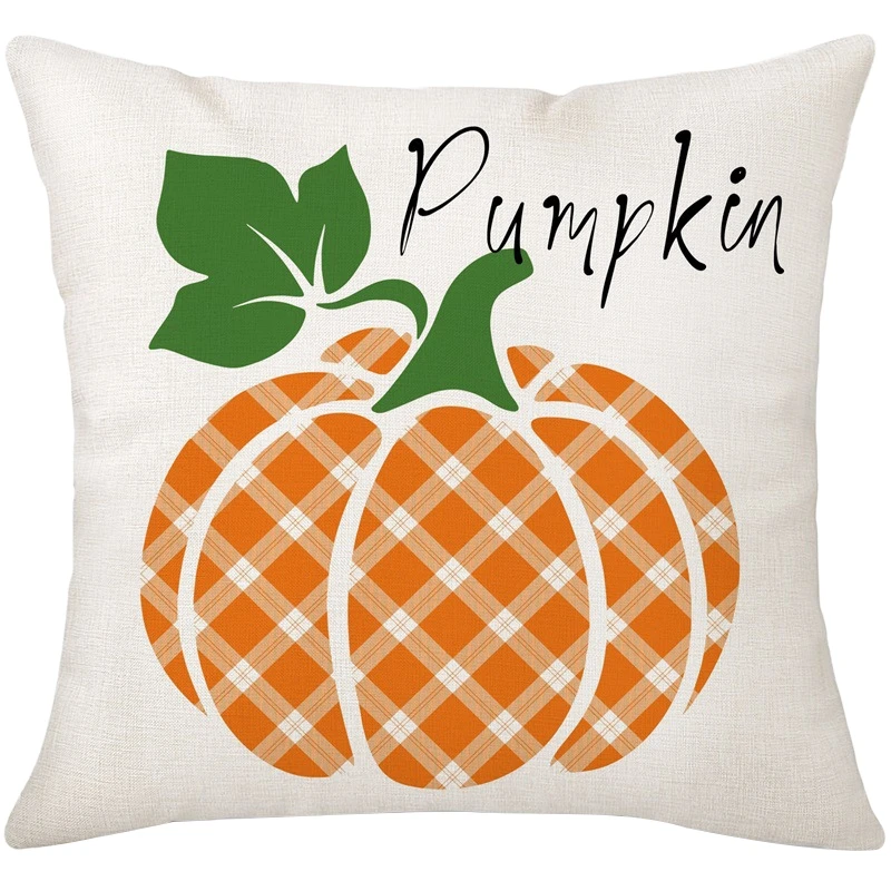 Thanksgiving Pillowcase Pumpkin Maple Leaf Double-Sided Printed Cushion Cover Home Decoration Sofa Orange Pillow Cushion Cover