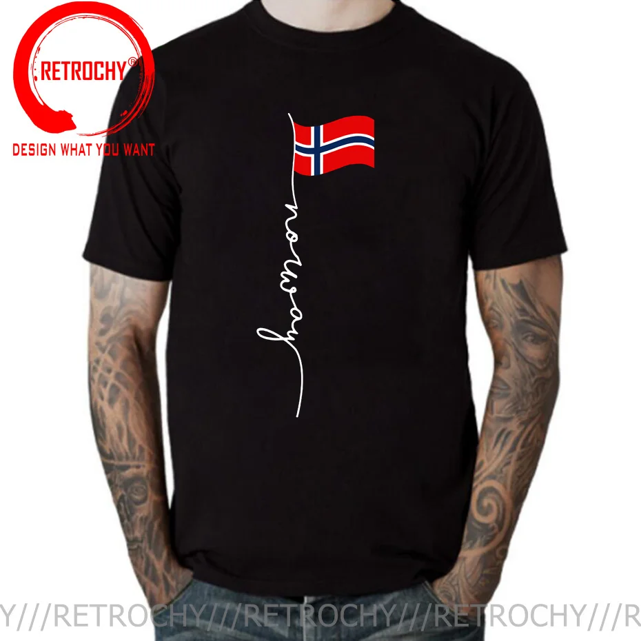 Funny Norway Signature Flag Pole Norwegian T Shirt Men Graphic Cotton Streetwear Short Sleeve Birthday Gift Summer Norge T-shirt