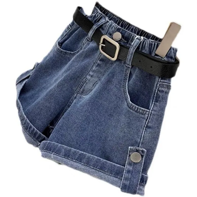 Girls' denim shorts summer outfit new Korean version children's stylish versatile hot pants for wearing jeans on the outside