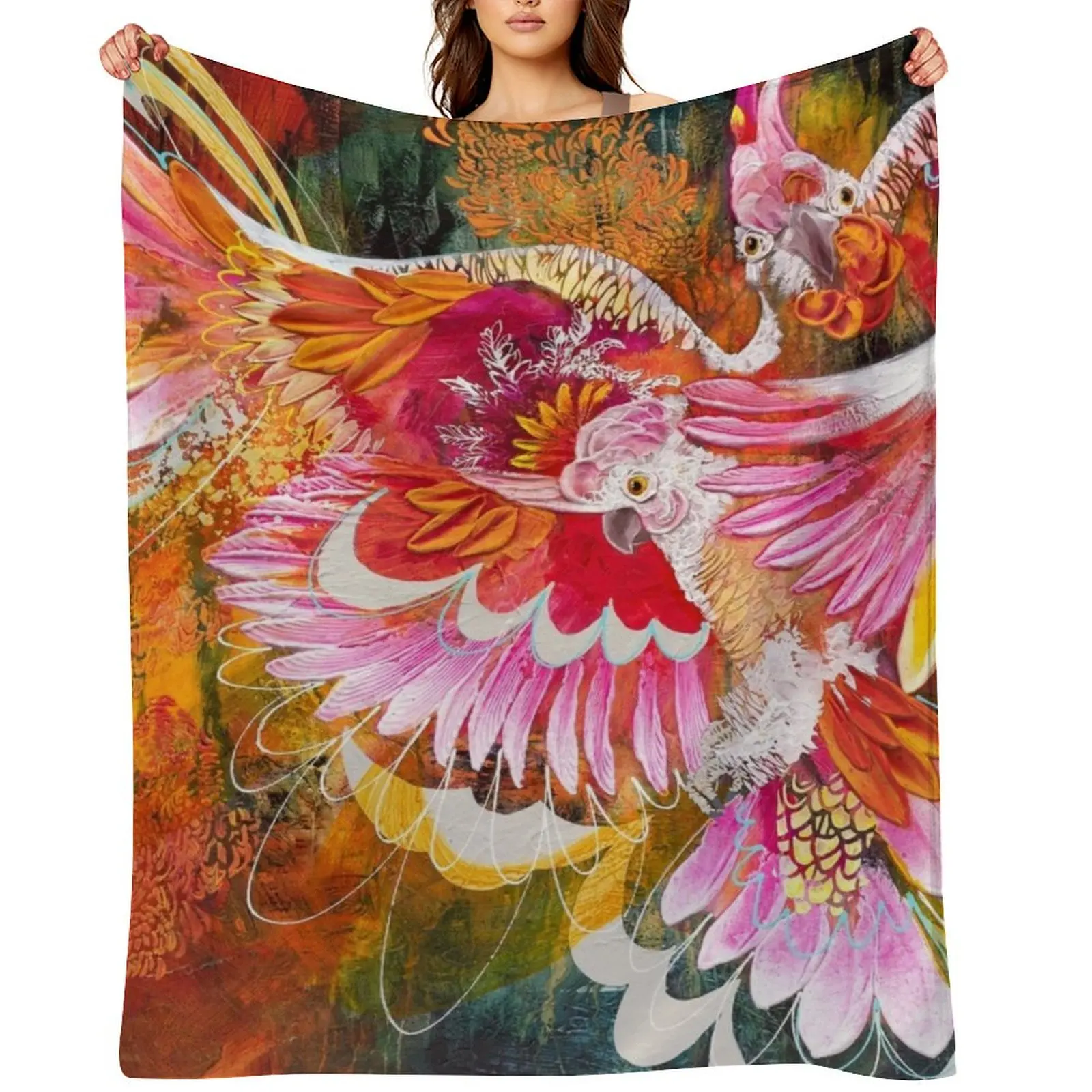 

Cockatoo Mardi-gras Throw Blanket Beautifuls Soft Plaid Sleeping Bag Decoratives Blankets