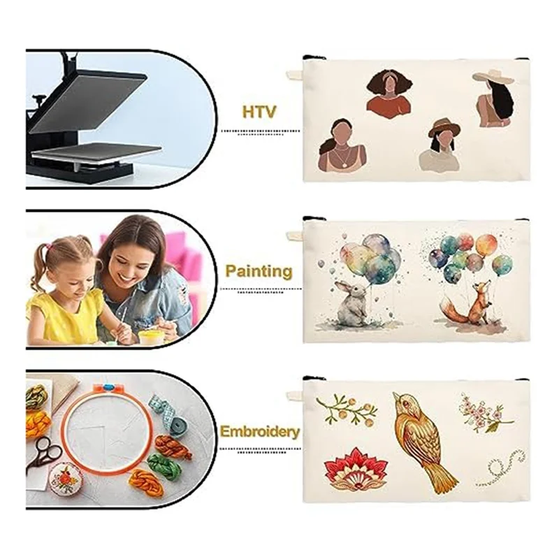 ABQR 40-Pack حقائب مستحضرات التجميل القماشية للتسامي، حقائب مستحضرات التجميل الفارغة DIY حقائب الحرفية لمستلزمات السفر