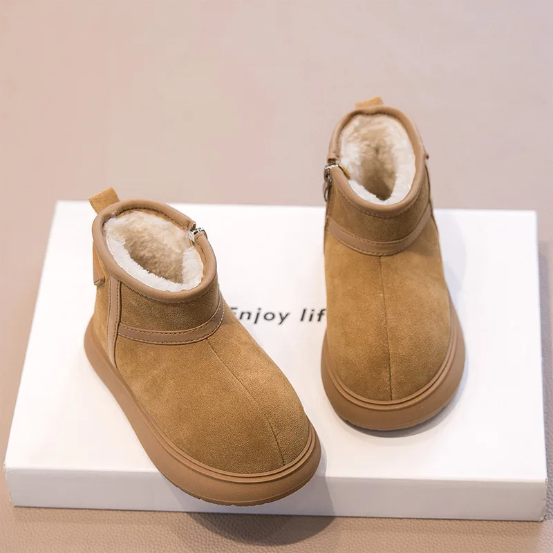 

New Girl Cotton Thicken Short Boots Autumn Winter Children Keep Warm Cotton Boots Boy Thicken Children Shoes Leisure