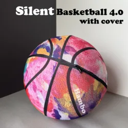 Silent Foam Basketball 4.0 with Washable Cover Size 7(29.5'') Airless Basketball Quietly Dribbling No Noise Anti Dust Beach Ball