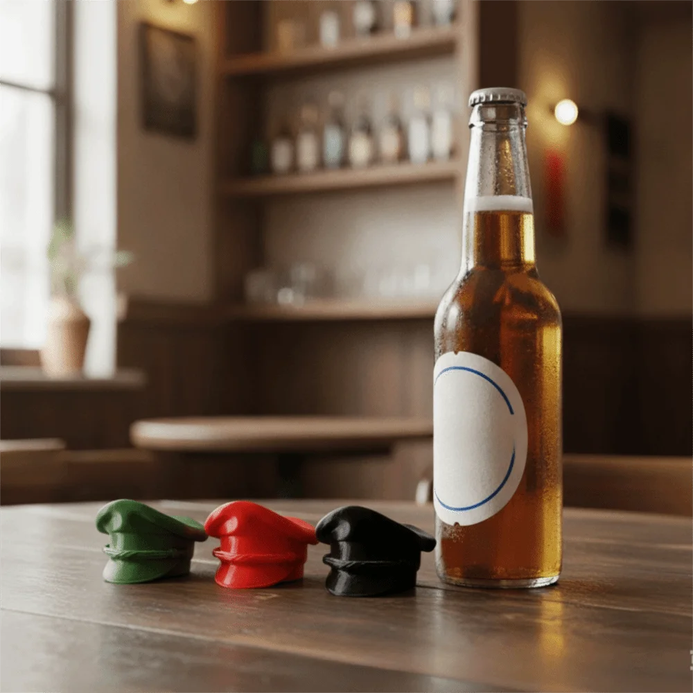 2PCS Funny 3D Print Hat-shaped Bottle Cap Creative Mini Bottle Top Plastic Beer Bottle Cap Pub