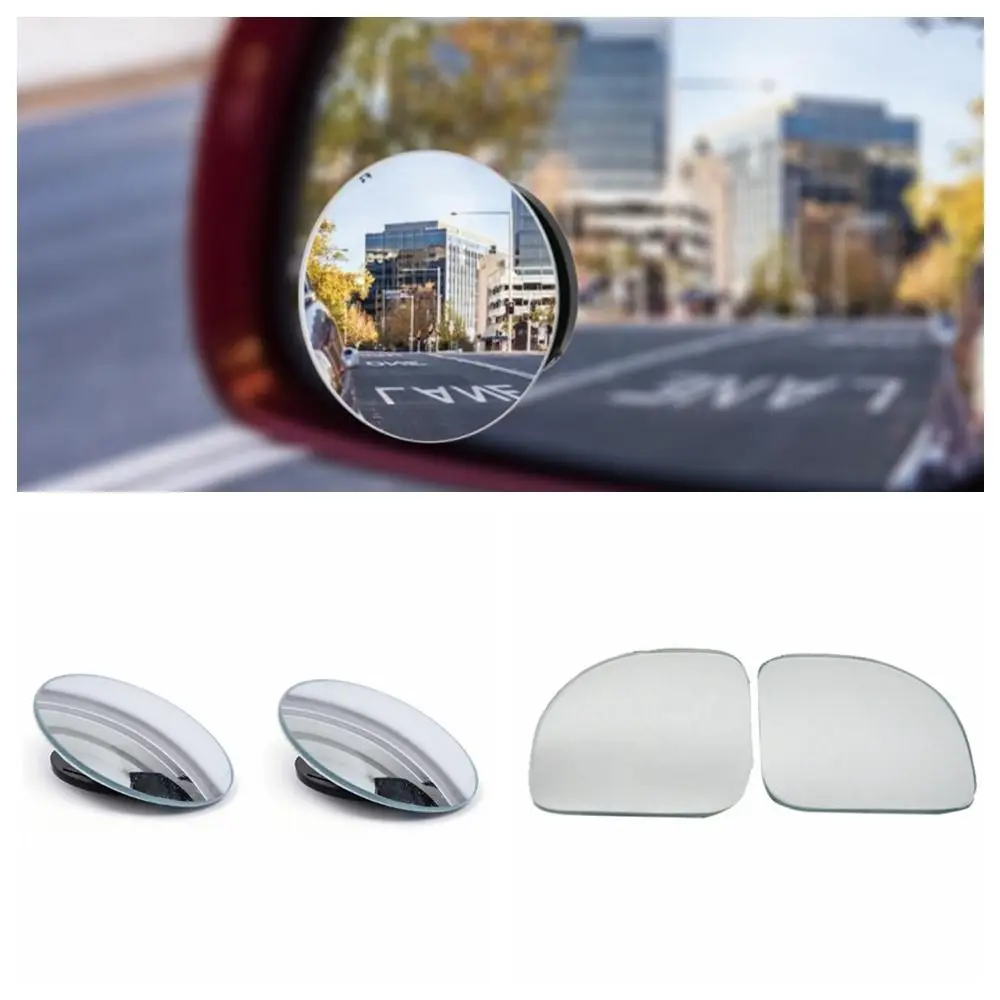 1 Pair 360 Degree Car Mirror HD Blind Spot Mirror Wide Angle Ultrathin Vehicle Parking Rimless Mirror Self-Adhesive Frameless