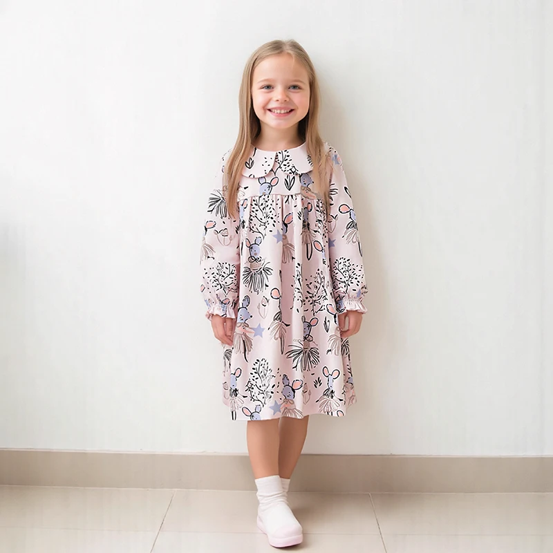 

SAILEROAD/2020 осенне-весеннее платье для маленьких девочек, хлопковая детская одежда с аппликацией в виде мыши с героями мультфильмов, платья с длинными рукавами, Vestidos