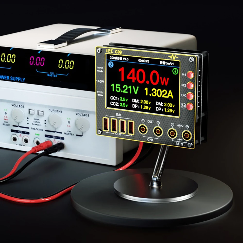 

I2C C09 Амперметр формы сигнала 0-40 В Входной двухканальный тестер напряжения и тока 4-дюймовый HD-дисплей Тестер измерения быстрого сканирования диодов