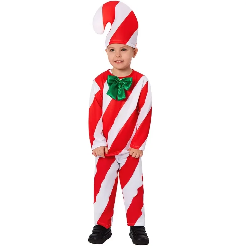 Santa Claus Costumes Kids Christmas Cosplay Party Clothing with Hat Cloak Skirt Santa Claus Stage Show Costumes Boys and Girls