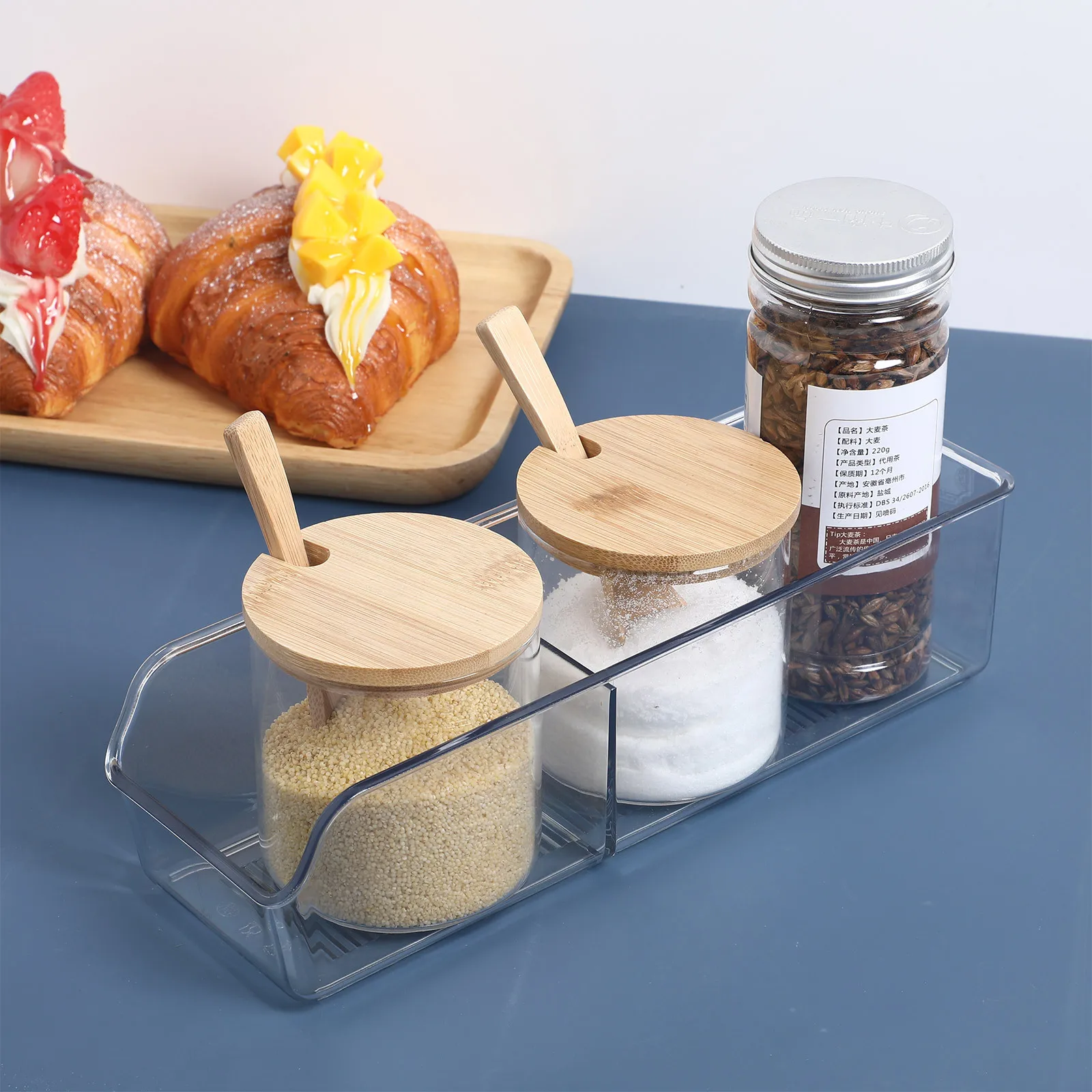 

Divided Clear Tea Bag Organizer Desktop Box Storage Holder Kitchen Cabinet Organizer Bin Tea Bag Box Sugar Packet Holder