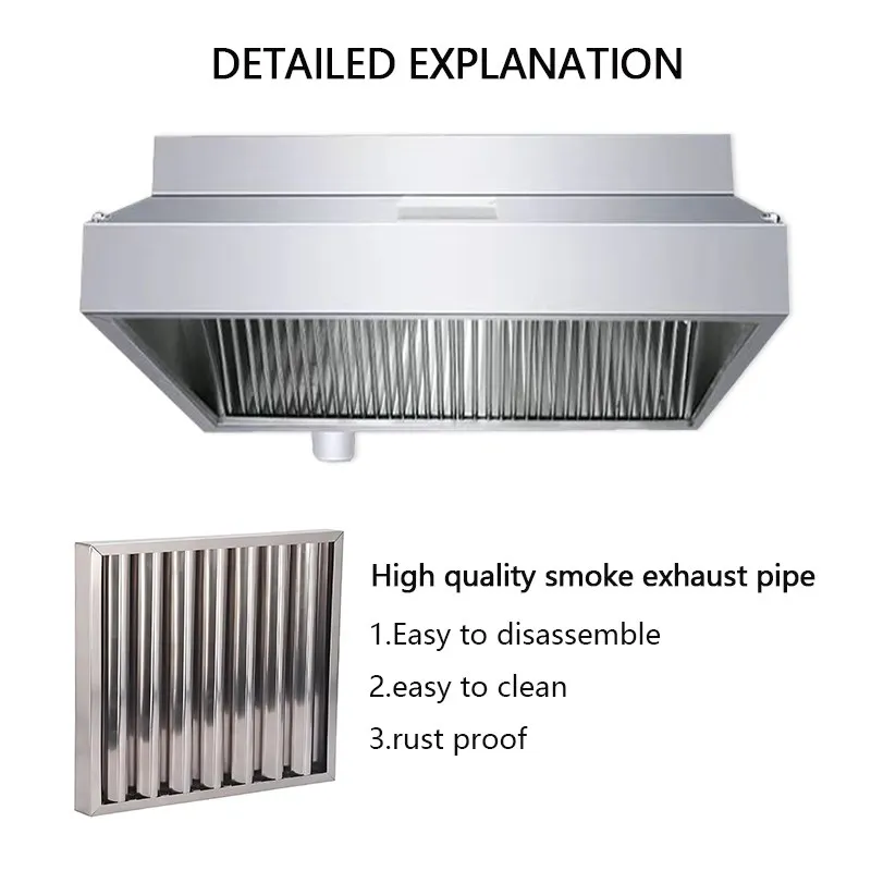 

Commercial 1M Kitchen Cooker Range Hood for Exhaust Fan Removal Smoke Oil Extractor Vent Hood
