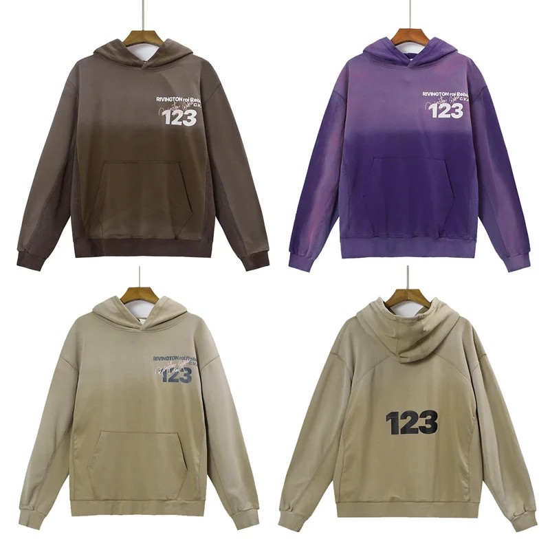 Retro Purple Brown Khaki RRR123 Hoodie High Quality Men's Women's Washed Hoodie Casual Fashion Autumn & Winter Pullover