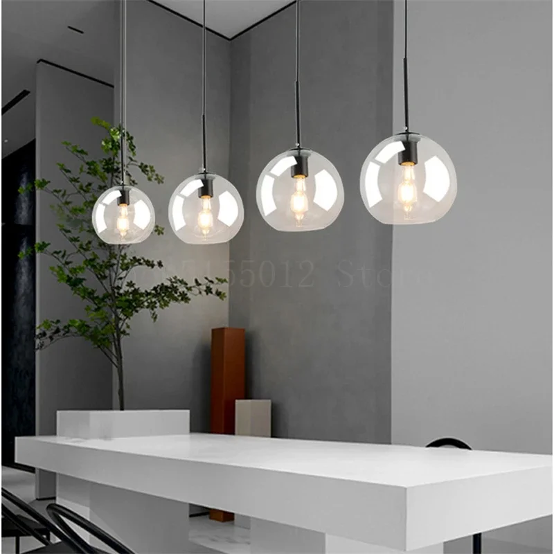 

Modern Loft Amber Smoke Gray Glass Balls Lustre Pendant Light Living Room Decoration Restaurant Industrial Lighting Kitchen Lamp