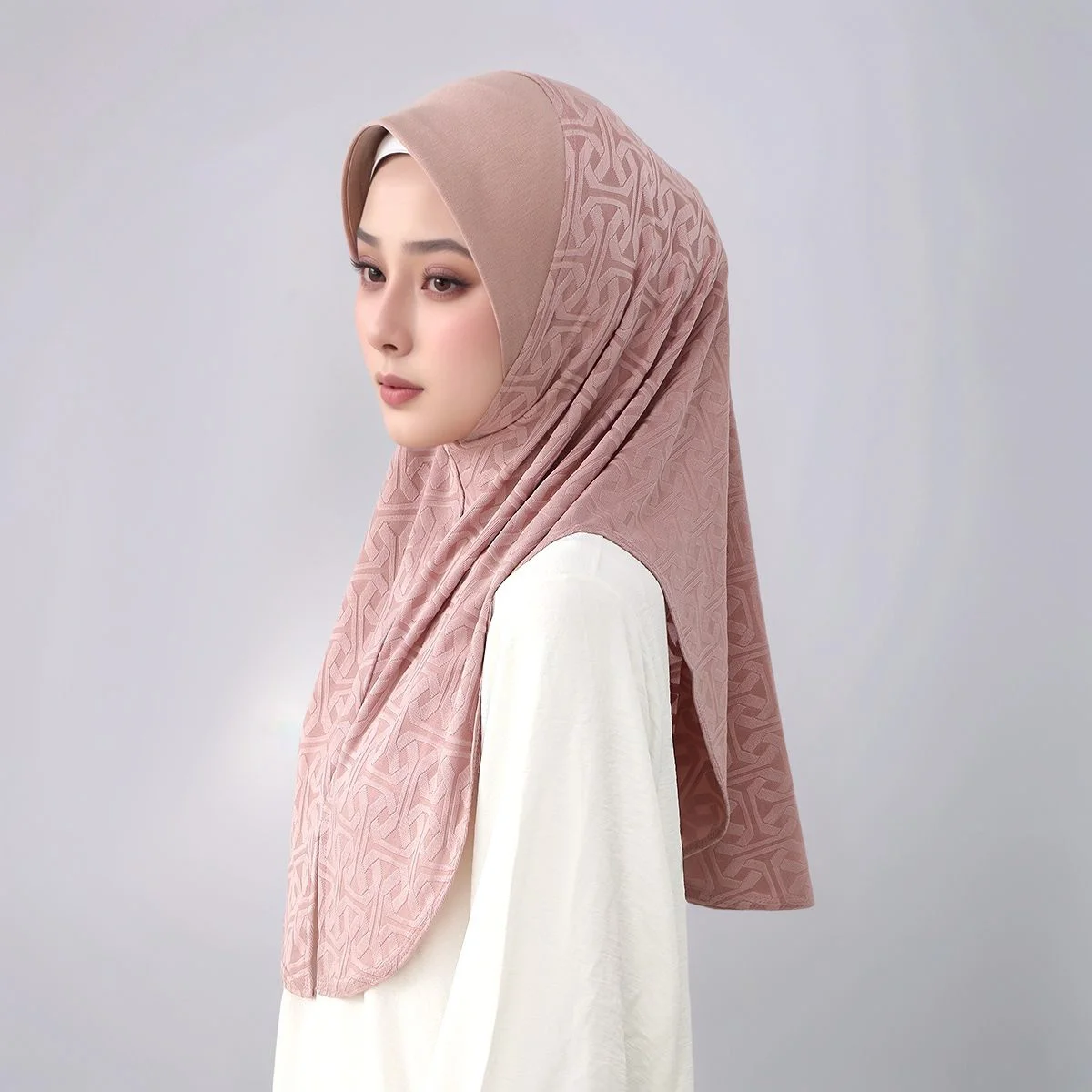 Hidżab na Ramadan, miękki, gotowy do noszenia, oddychający szal żakardowy, chusta na głowę dla kobiet muzułmanek.